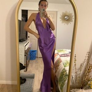 Retrofete Revolve Purple Backless Wedding Guest Dress Sexy Slit Formal New Dress
